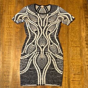 Black and White Patterned Women's Dress